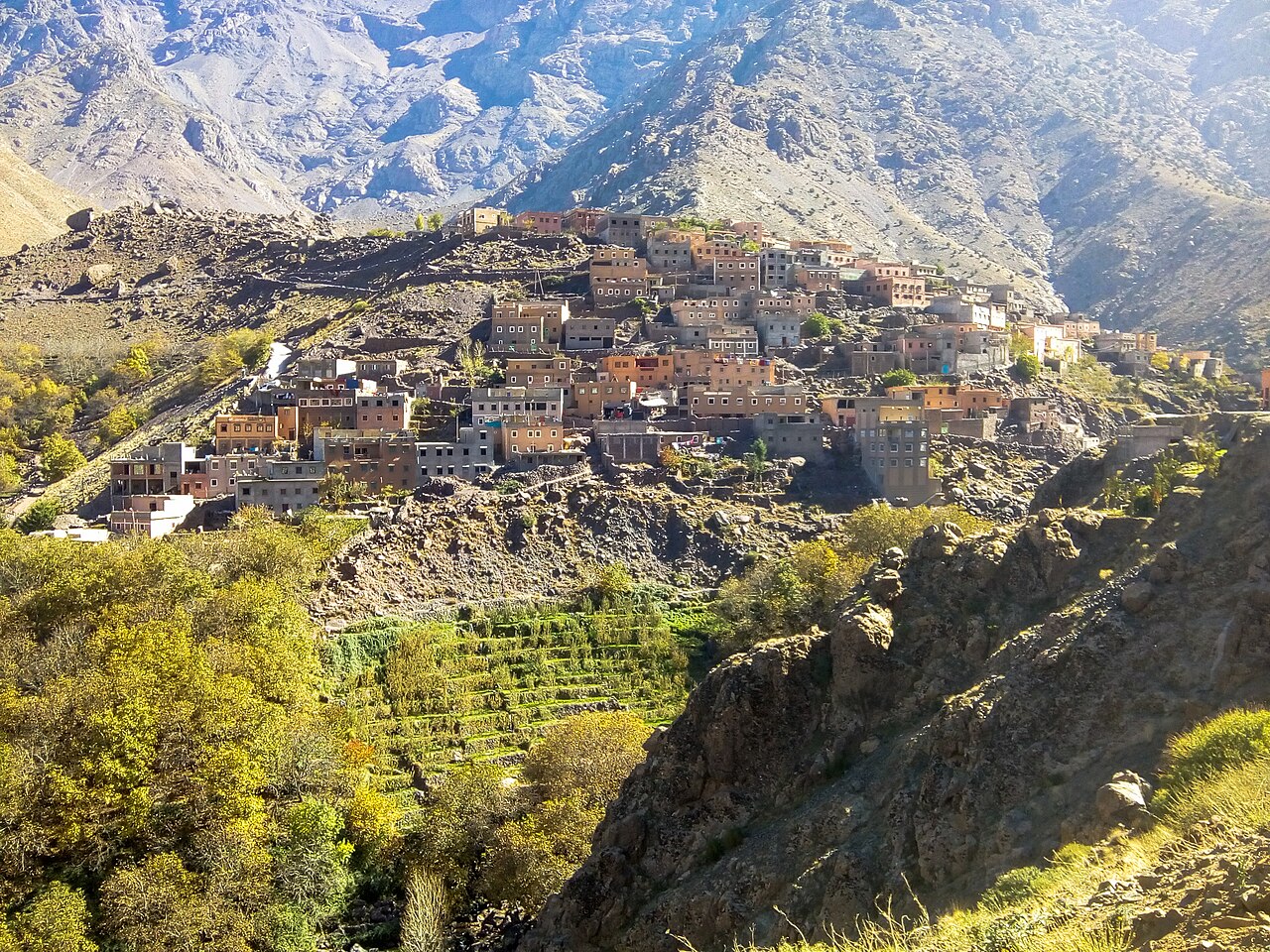 Imlil village beneath the High Atlas Mountains, Morocco