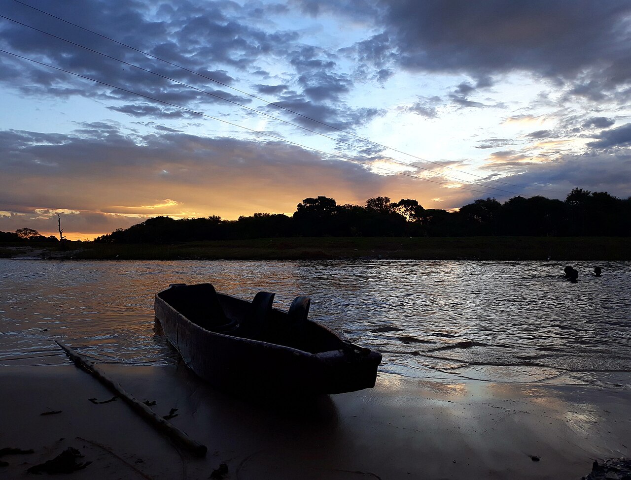 Mokoro canoe on the water in the Okavango Delta, Botswana
