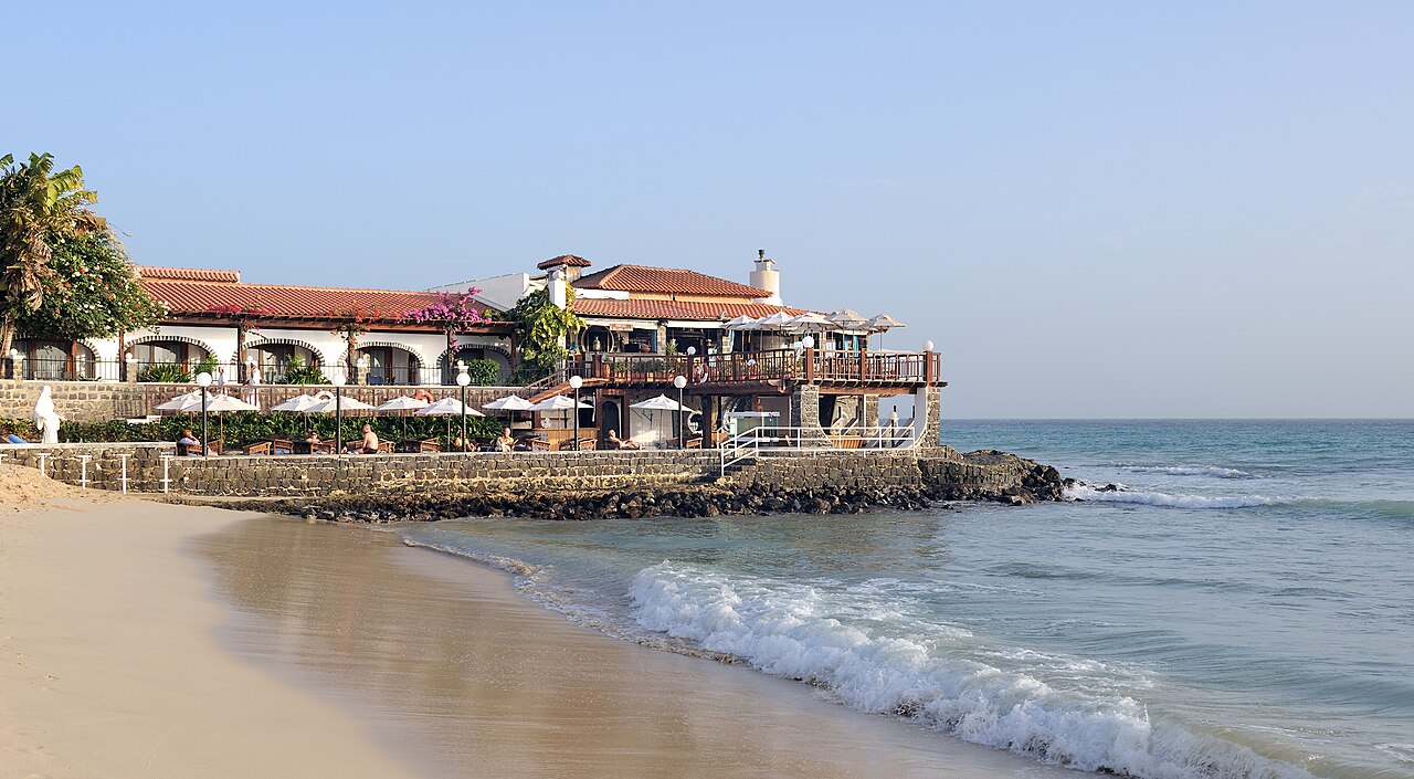 Beachfront buildings on Santa Maria beach, Sal, Cabo Verde